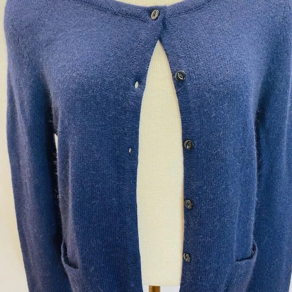 NWT H&M BASIC Women Long Sleeve Open Front Blue Cardigan Sweater Size Medium - Picture 3 of 12